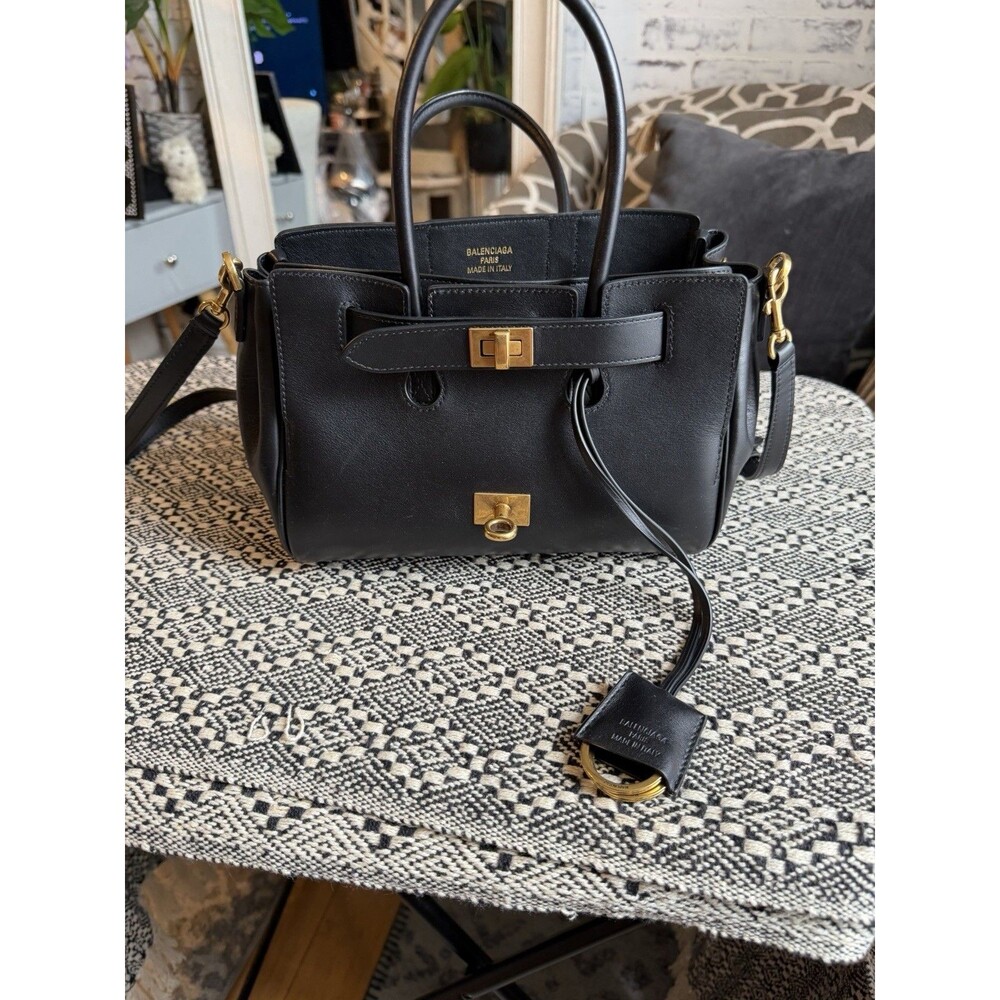BALENCIAGA Bel Air Mini Black Leather Carry All Bag. Retails $3,650